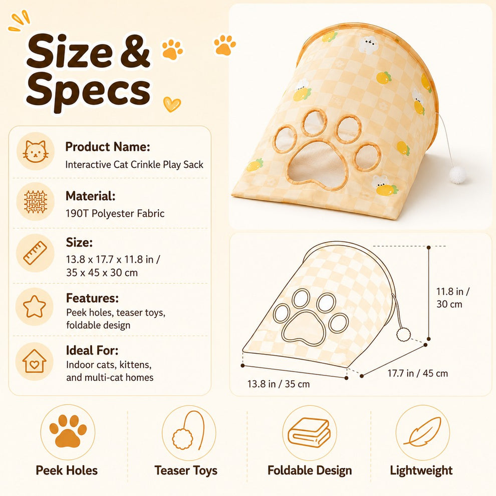 Paws in Awe Interactive Cat Crinkle Play Sack for Indoor Cats - Hide, Pounce & Stay Busy While You're Away image 8