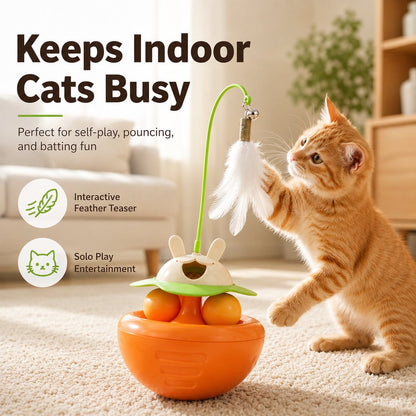 Paws in Awe Interactive Wobble Cat Toy for Indoor Cats - Treat-Dispensing Feather Teaser That Keeps Cats Busy image 9