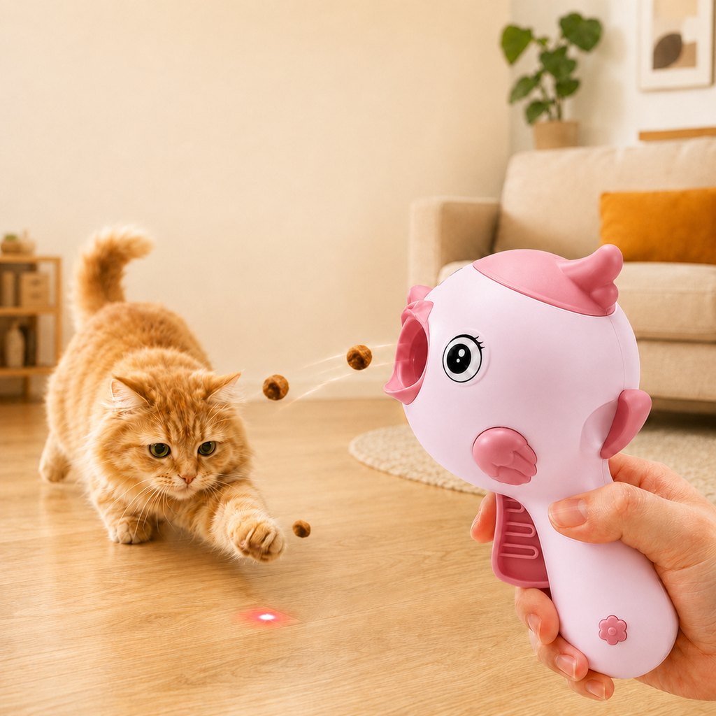 Interactive Cat Treat Launcher Toy with Laser - Indoor Cat Enrichment Game for Bored Cats, Exercise & Feeding Fun image 10