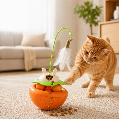 Paws in Awe Interactive Wobble Cat Toy for Indoor Cats - Treat-Dispensing Feather Teaser That Keeps Cats Busy image 1