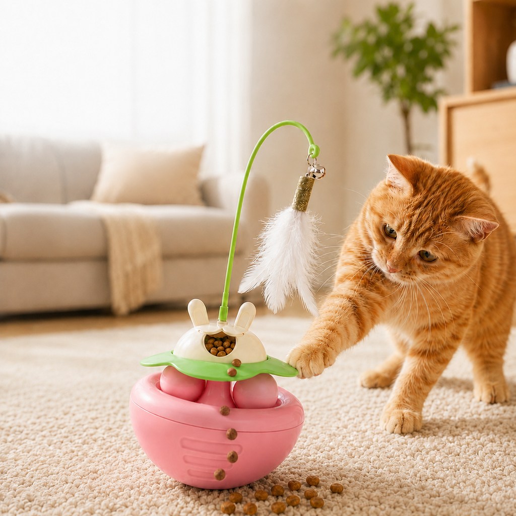 Paws in Awe Interactive Wobble Cat Toy for Indoor Cats - Treat-Dispensing Feather Teaser That Keeps Cats Busy image 11