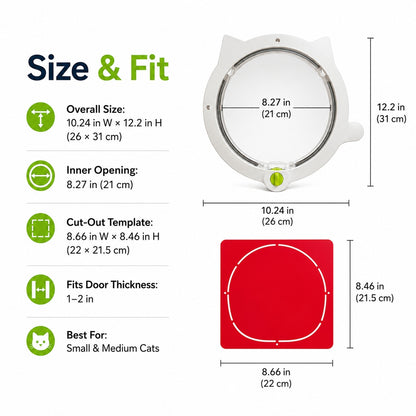 Paws in Awe 4-Way Locking Interior Cat Door for Litter Box Cabinets & Rooms - Private Access Without Door Scratching image 9