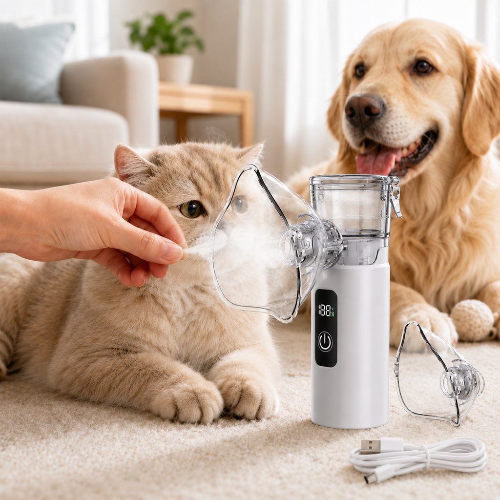 IPX6 digital rechargeable pet mist care kit with LED display and dual masks
