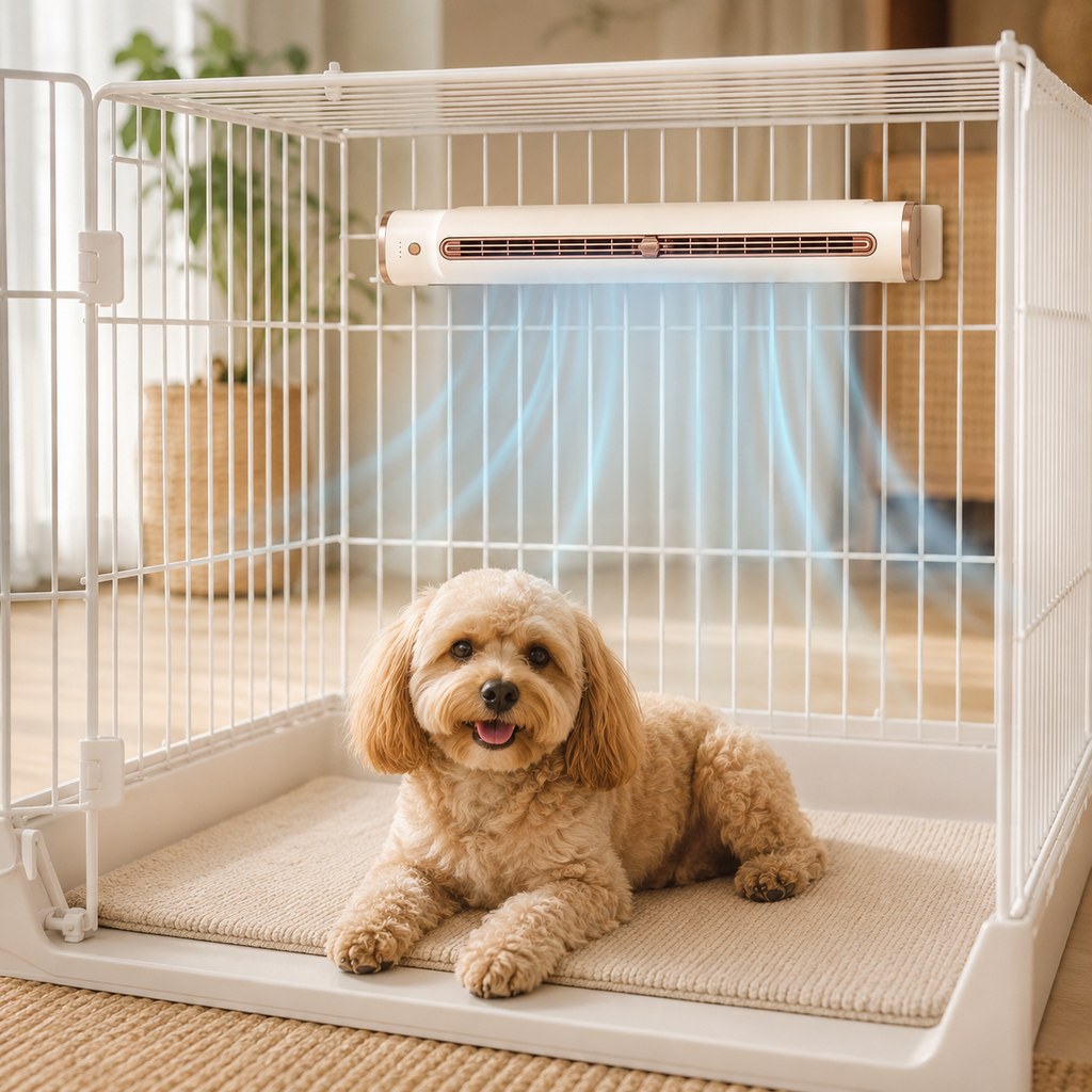 Paws in Awe Rechargeable Pet Crate Cooling Fan - 3-Speed Airflow for Stuffy Dog Kennels & Indoor Pet Spaces image 1