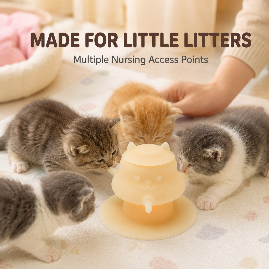Kitten and puppy litter nursing feeder with multiple access points