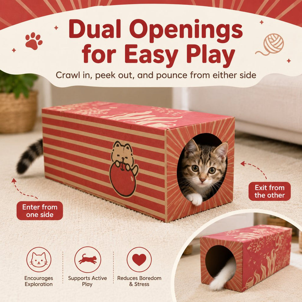 Paws in Awe Foldable Kraft Paper Cat Tunnel for Indoor Cats - Space-Saving Hide & Play Toy to Beat Boredom image 5