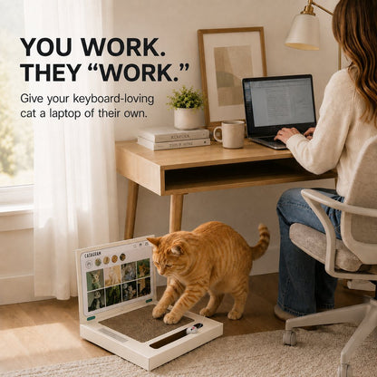 Green exterior laptop cat scratcher closed view