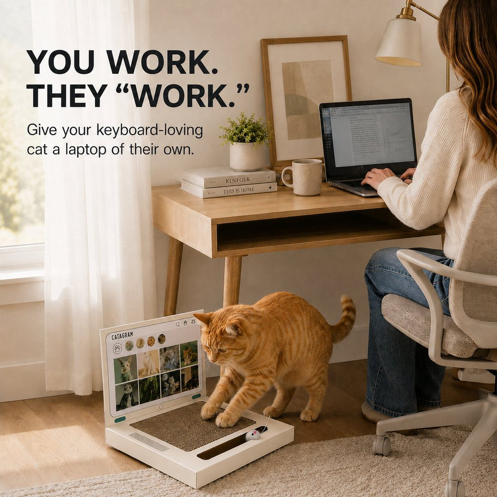 Green exterior laptop cat scratcher closed view