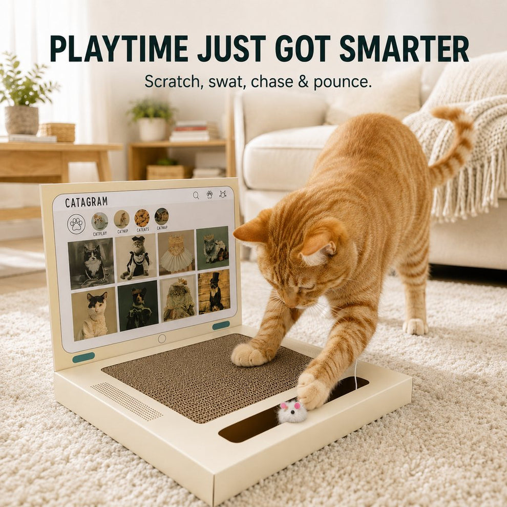 Laptop cat scratcher with corrugated scratch pad