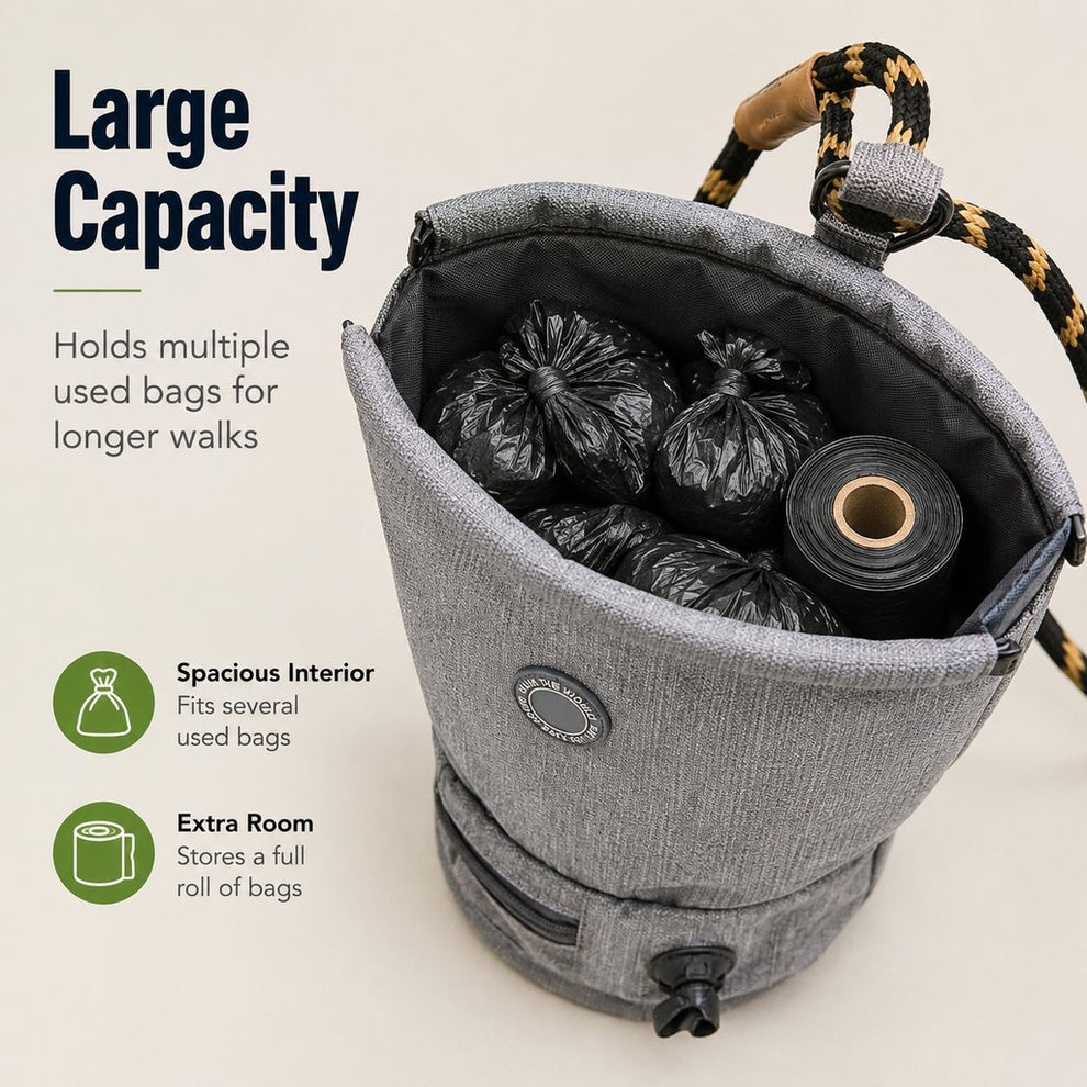 Paws in Awe Dog Poop Bag Holder for Walks - Carry Used Waste Bags Hands-Free Until the Next Trash Can image 5