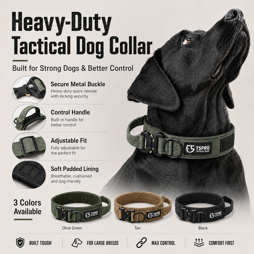 Paws in Awe Large Dog Tactical Collar with Control Handle - Secure Grip for Walks, Training & Strong Pullers image 3