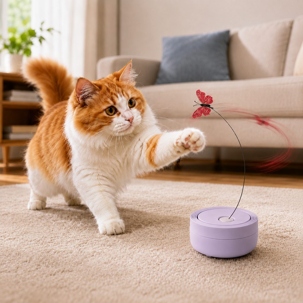 Lavender purple automatic butterfly cat toy