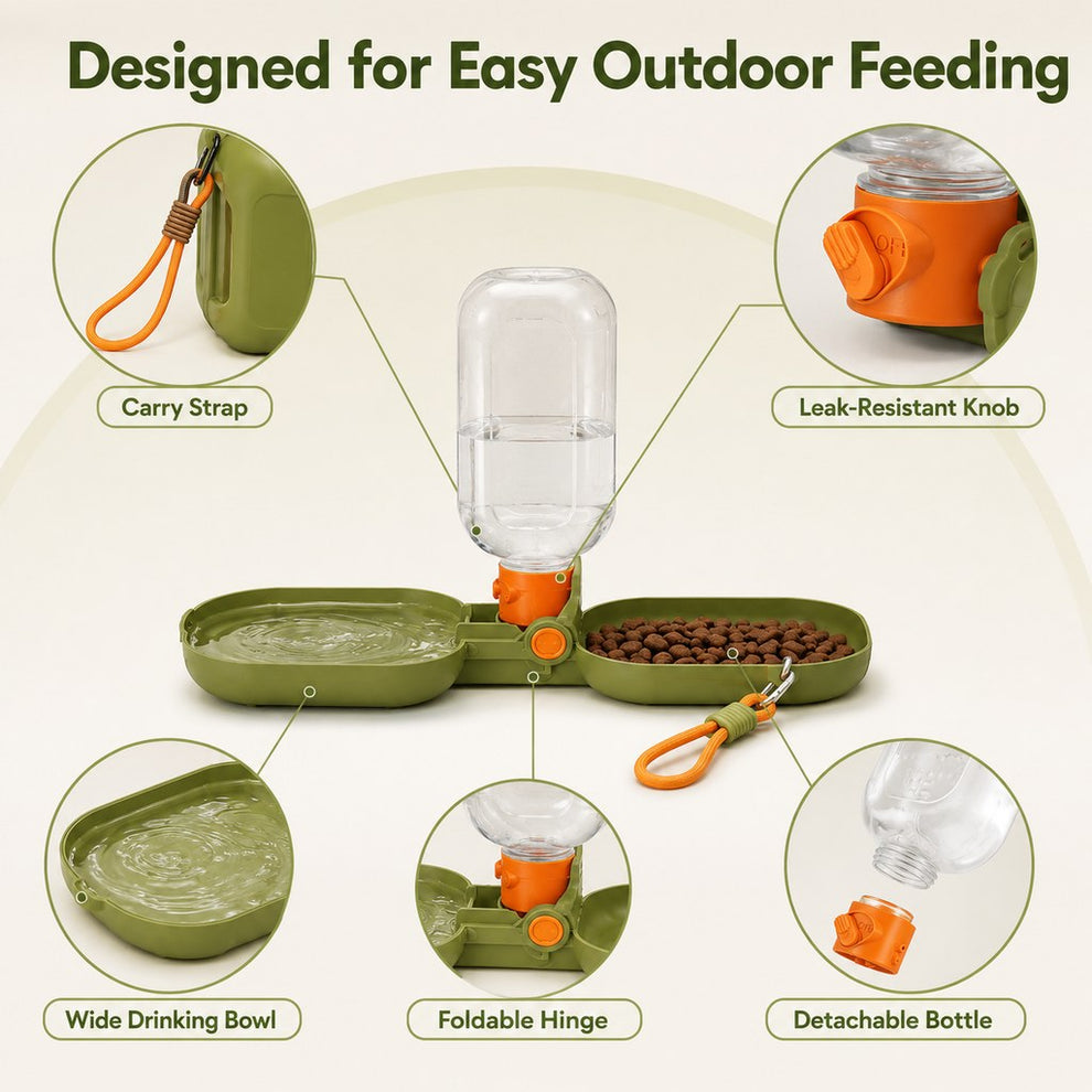 Portable Folding Pet Water & Food Cup for Walks & Hiking - 15.6 oz Leak-Resistant Dog & Cat Travel Bottle Bowl image 8