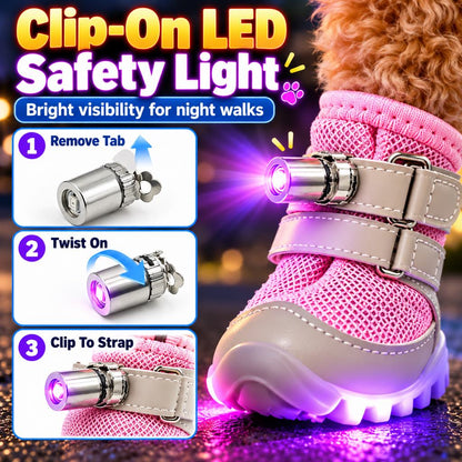 Detachable clip-on LED safety light for dog boots