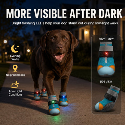 Paws in Awe Motion-Activated LED Dog Boots for Night Walks – Flashing Paw Shoes for Better Visibility & Traction image 4
