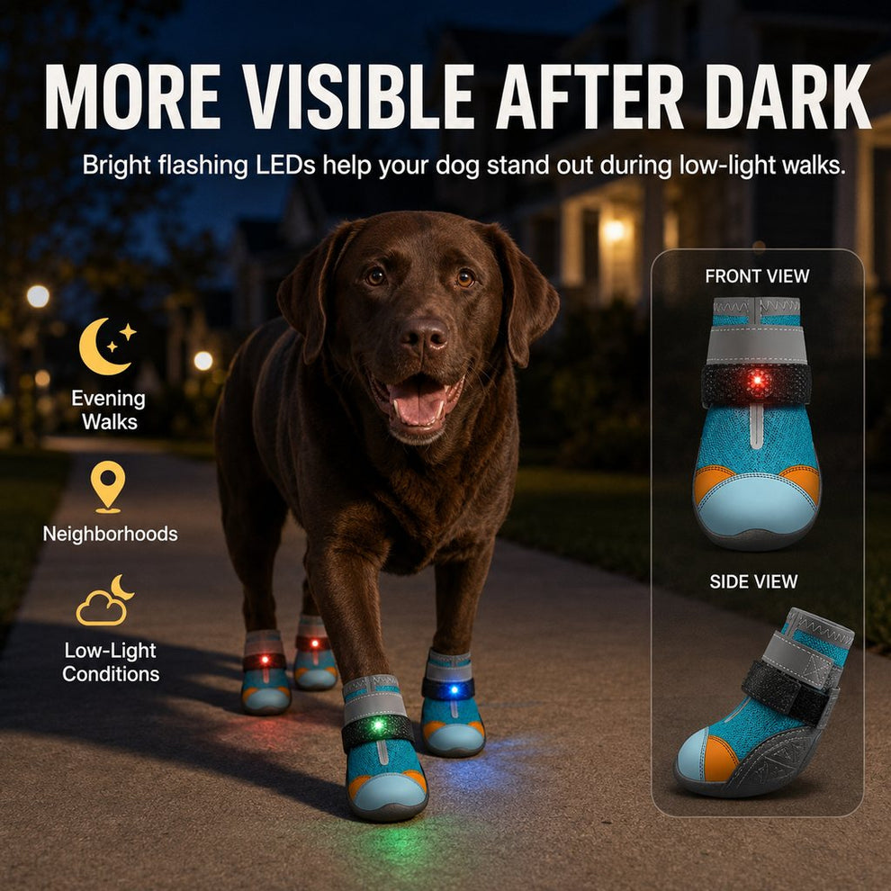 Paws in Awe Motion-Activated LED Dog Boots for Night Walks – Flashing Paw Shoes for Better Visibility & Traction image 4
