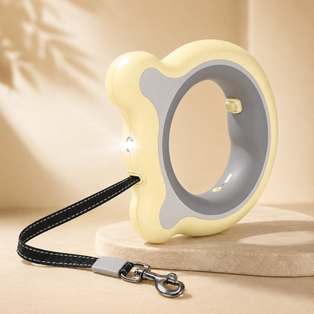 Paws in Awe Retractable Dog Leash for Night Walks & Daily Walks - Optional LED Light, 16ft Reflective Tape & One-Touch Brake for Better Visibility and Control image 1