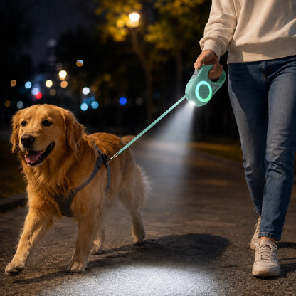 Paws in Awe LED Retractable Dog Leash for Night Walks - Light-Up Dog Leash with Built-In Spotlight, RGB Side Glow & One-Touch Brake for Safer Evening Walks image 12