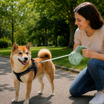 LED retractable dog leash color and length options
