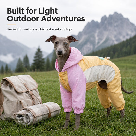 Paws in Awe Waterproof Dog Rain Suit for Rainy Walks - Full-Body Mud & Splash Protection image 2
