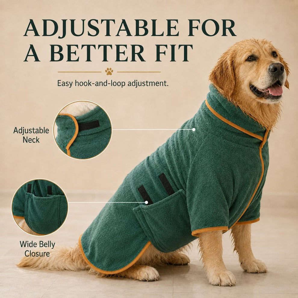 Dog bathrobe helps reduce dripping and wet dog mess