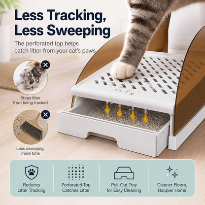 Adjustable Cat Litter Box Step with Pull-Out Tray for Cleaner Floors image 3