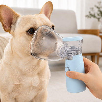 Light blue portable pet nebulizer complete kit