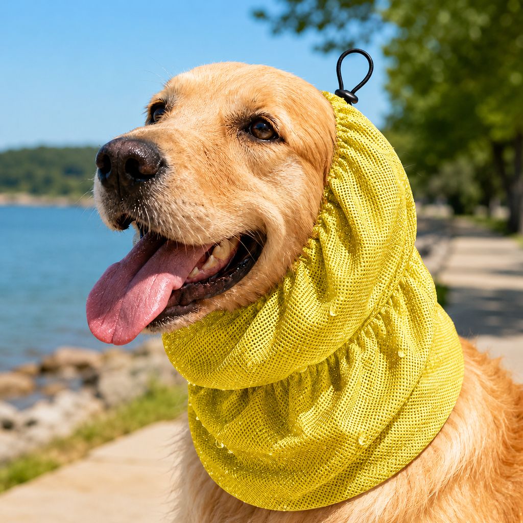 Paws in Awe Water-Activated Dog Cooling Snood for Summer Walks - Lightweight Neck & Ear Cooler for Hot Weather, Beach Days & Long-Fur Dogs image 11
