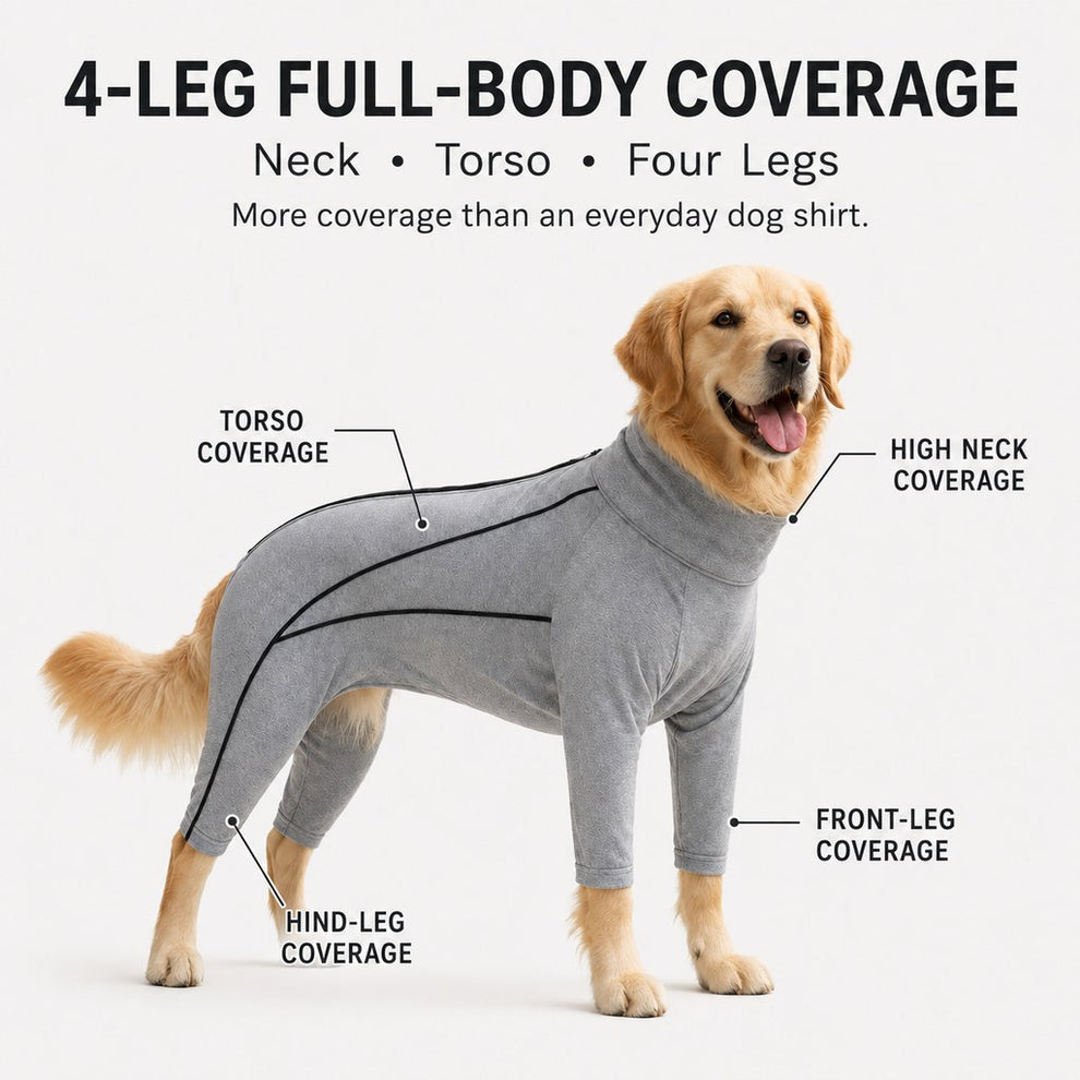 Paws in Awe Four-Leg Full-Body Dog Jumpsuit for Home & Outdoor Wear – Helps Contain Loose Fur & Everyday Dirt image 2