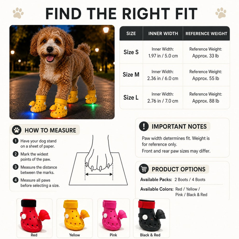 Paws in Awe Step-Activated RGB Light-Up Dog Boots for Night Walks – Low-Light Visibility & Lightweight EVA Paw Coverage image 10