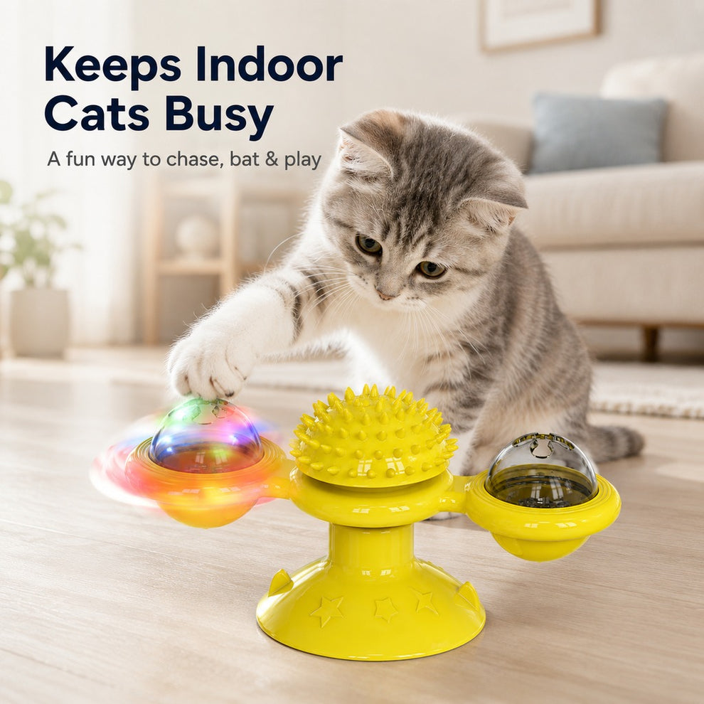 Paws in Awe Light-Up Spinning Cat Windmill Toy for Indoor Play & Boredom Relief image 2
