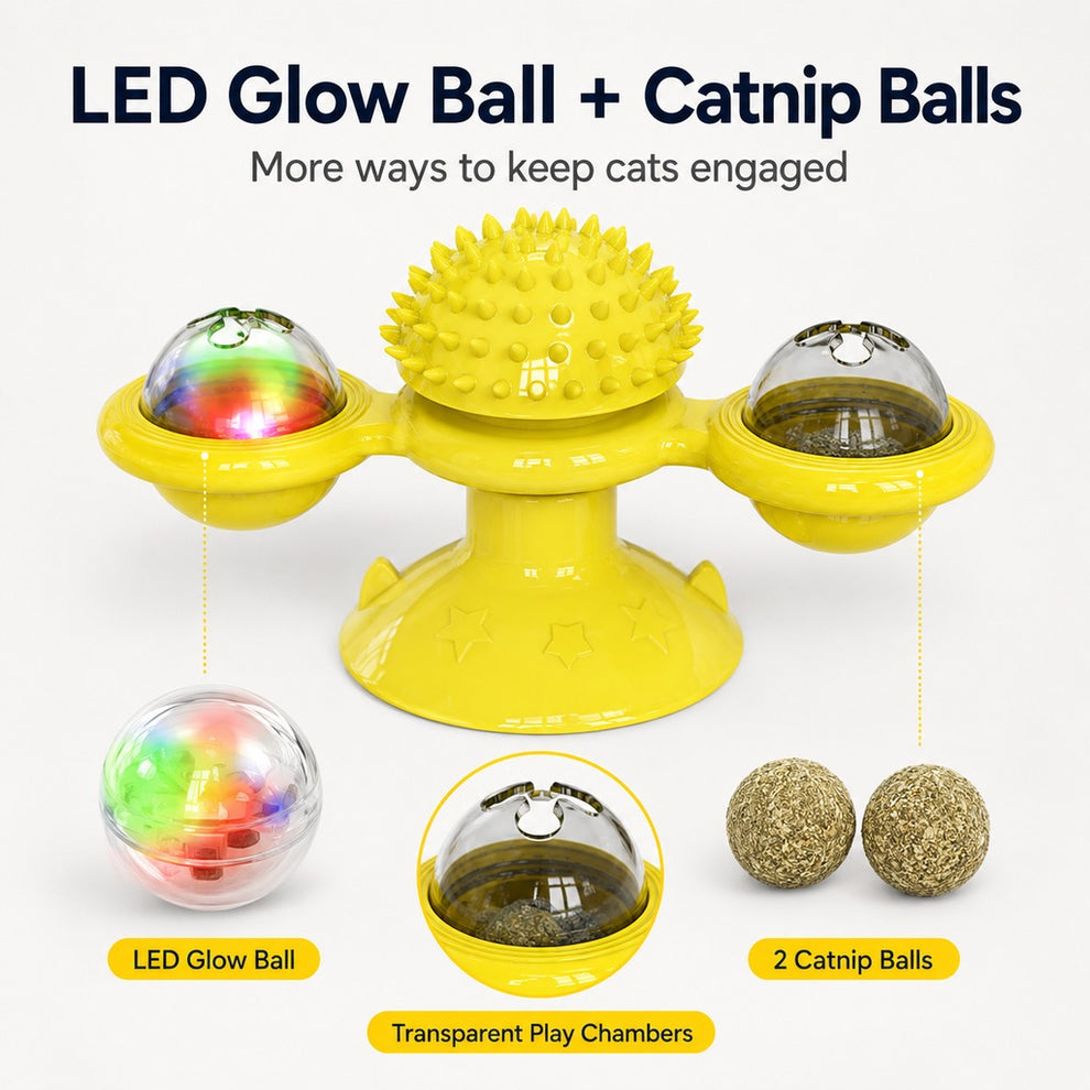 Paws in Awe Light-Up Spinning Cat Windmill Toy for Indoor Play & Boredom Relief image 6