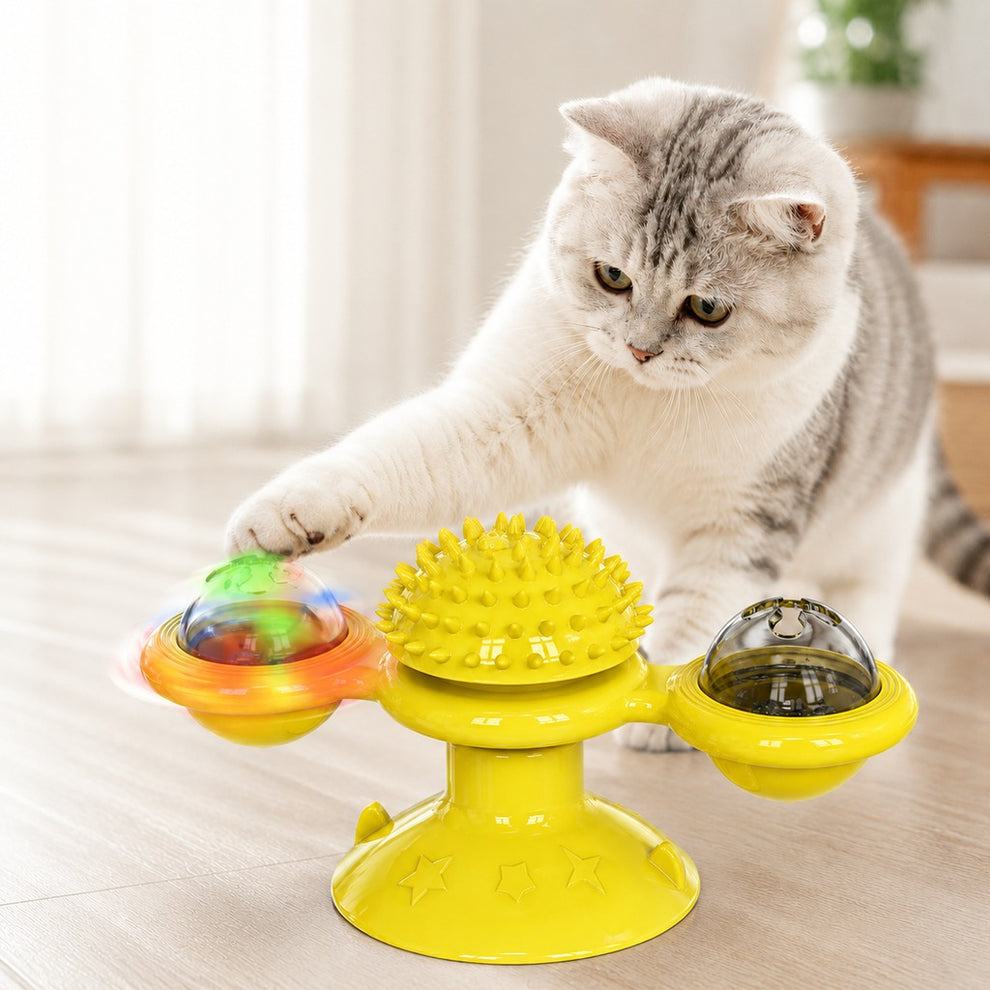 Paws in Awe Light-Up Spinning Cat Windmill Toy for Indoor Play & Boredom Relief image 1