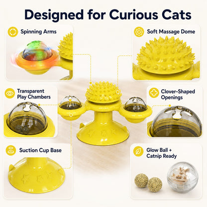 Paws in Awe Light-Up Spinning Cat Windmill Toy for Indoor Play & Boredom Relief image 9