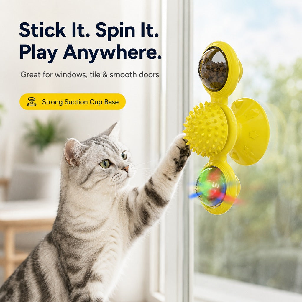 Paws in Awe Light-Up Spinning Cat Windmill Toy for Indoor Play & Boredom Relief image 3