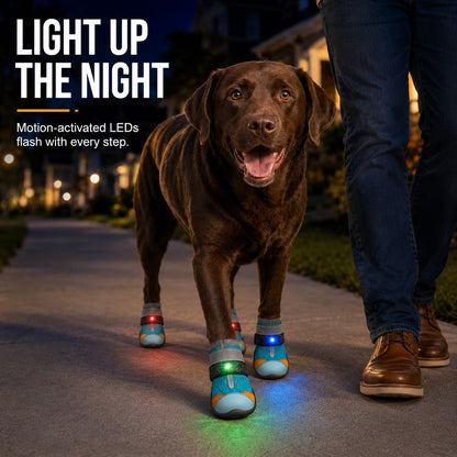 Paws in Awe Motion-Activated LED Dog Boots for Night Walks – Flashing Paw Shoes for Better Visibility & Traction image 2