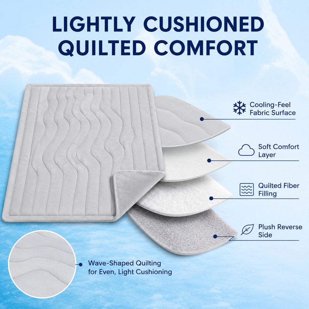 Lightly cushioned quilted reversible pet mat