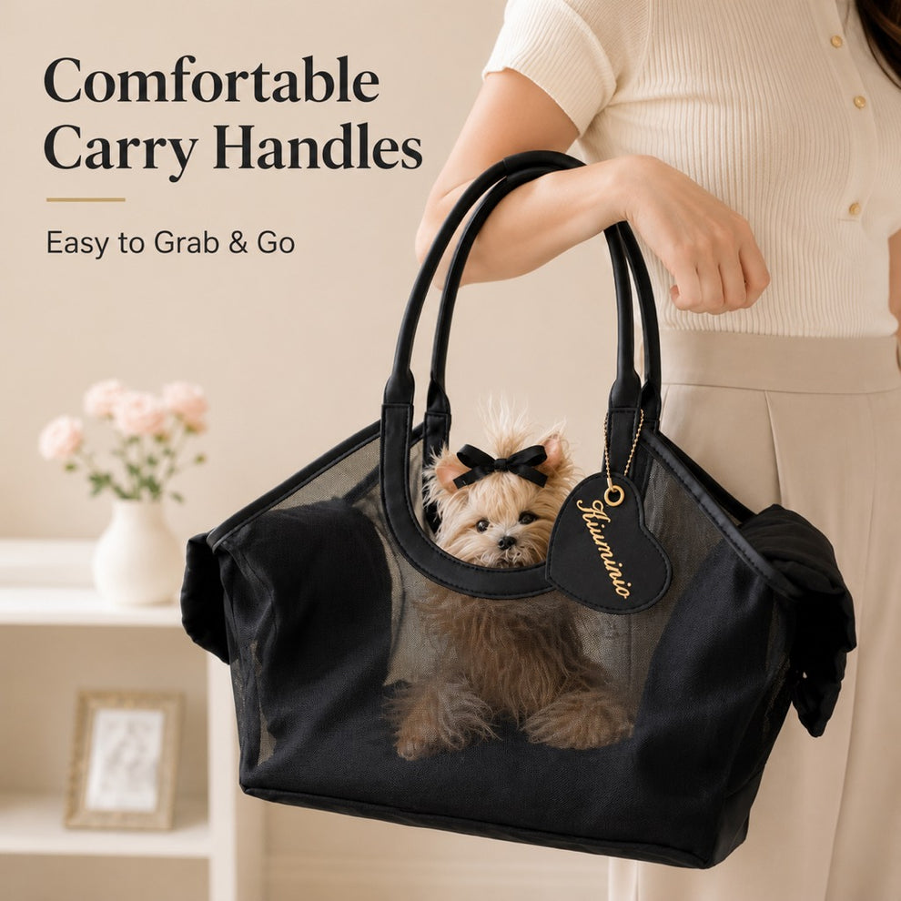 lightweight black pet travel tote short trips