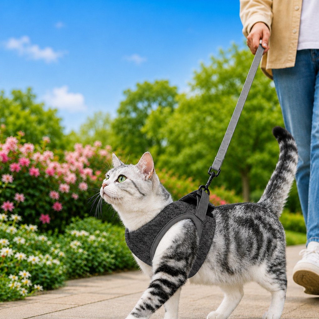 Paws in Awe Lightweight Cat Harness & Leash Set for Outdoor Walks - Breathable Adjustable Vest for Secure, Comfortable Control image 10