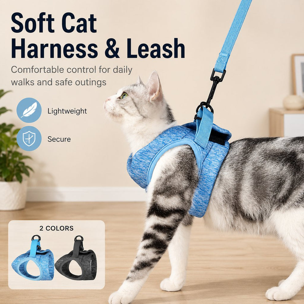 Paws in Awe Lightweight Cat Harness & Leash Set for Outdoor Walks - Breathable Adjustable Vest for Secure, Comfortable Control image 2