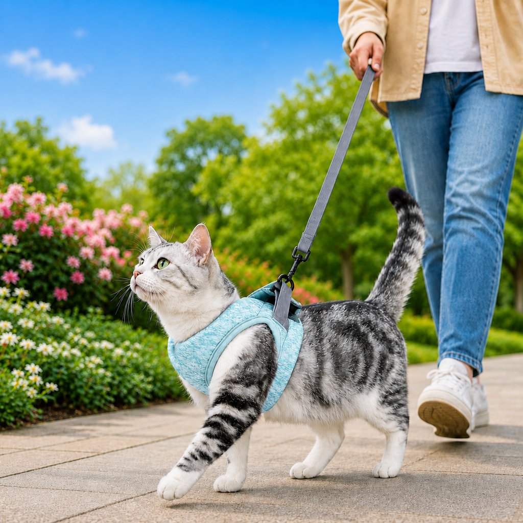 Paws in Awe Lightweight Cat Harness & Leash Set for Outdoor Walks - Breathable Adjustable Vest for Secure, Comfortable Control image 12