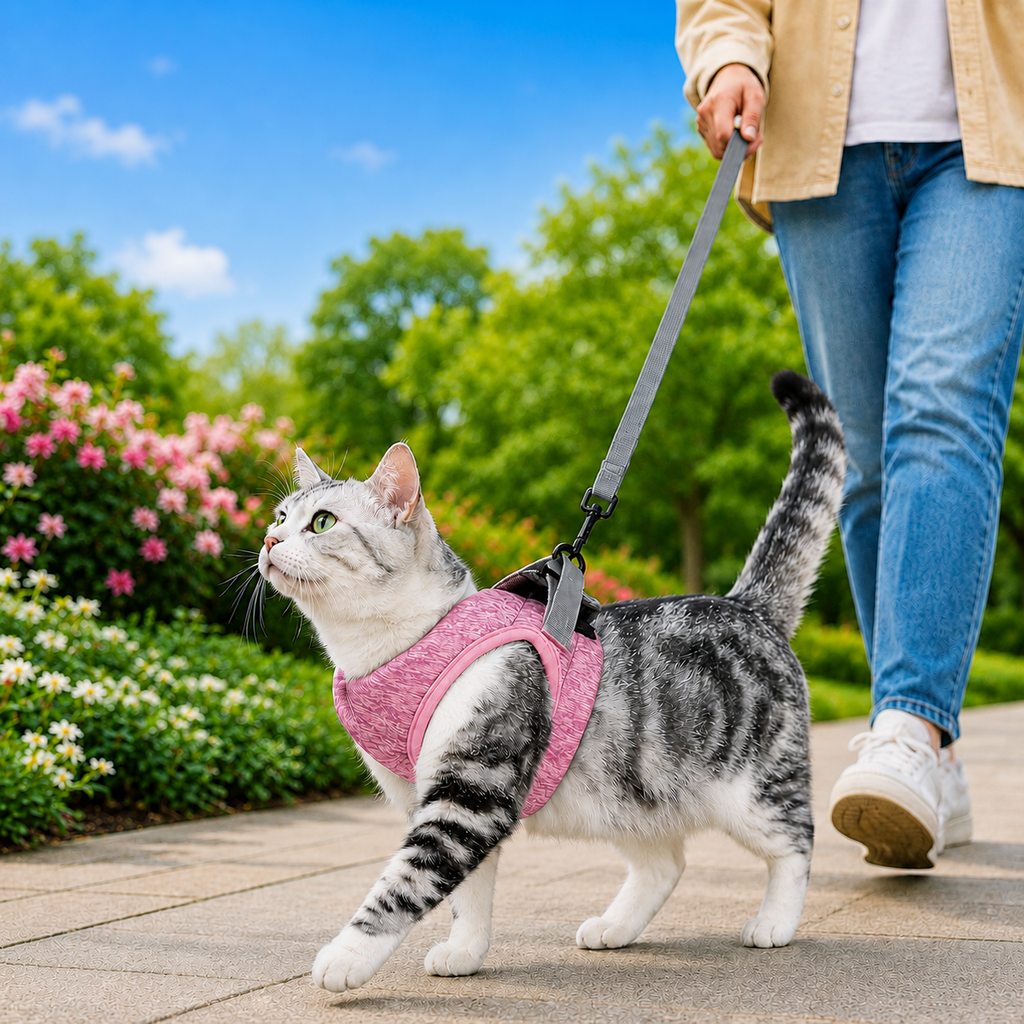 Paws in Awe Lightweight Cat Harness & Leash Set for Outdoor Walks - Breathable Adjustable Vest for Secure, Comfortable Control image 13