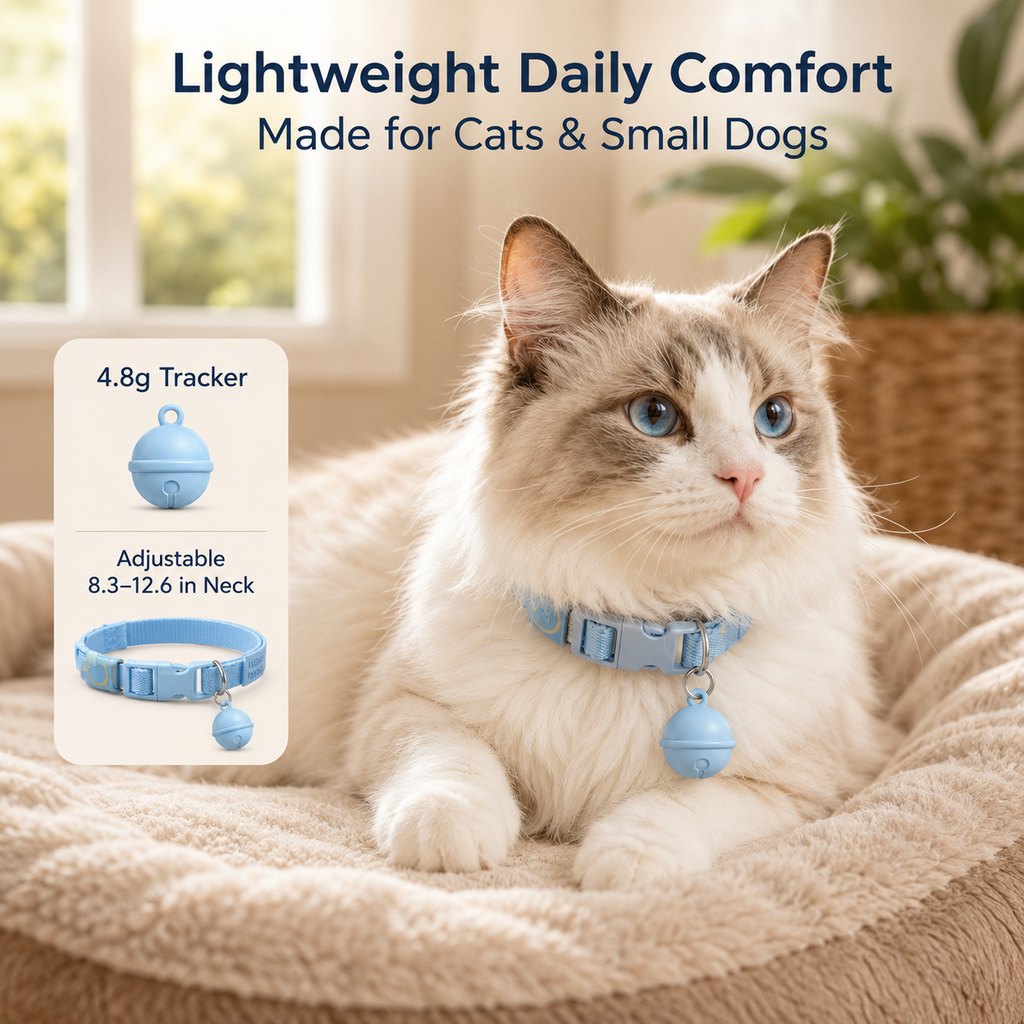 Smart pet tracker bell collar for cats and small dogs