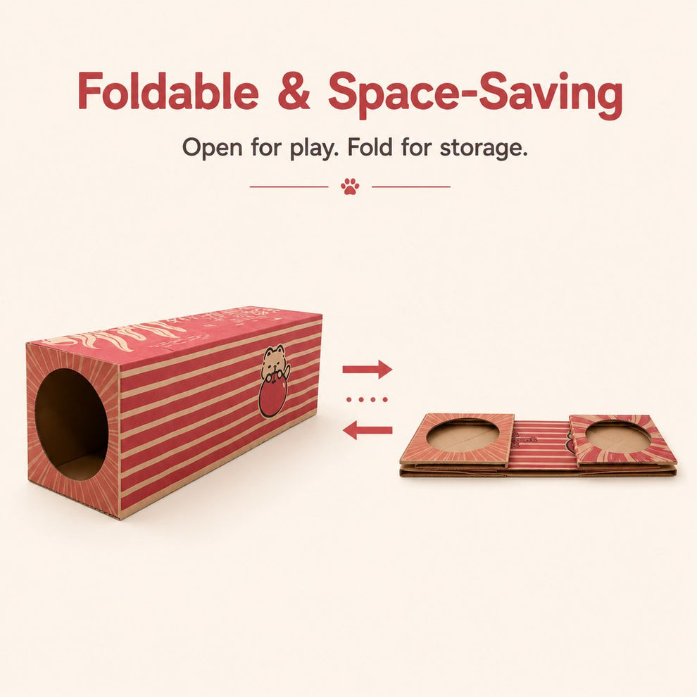 Paws in Awe Foldable Kraft Paper Cat Tunnel for Indoor Cats - Space-Saving Hide & Play Toy to Beat Boredom image 7