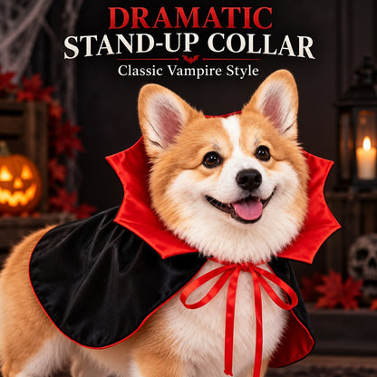 Lightweight black and red vampire dog cape costume for pet photos