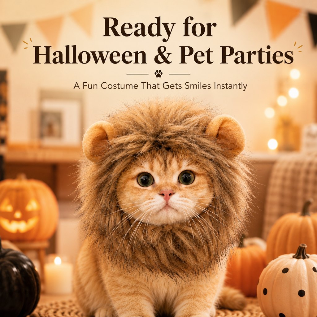 Paws in Awe Soft Lion Mane Pet Headpiece for Cats & Small Dogs - Easy Open-Face Costume for Halloween Photos, Pet Parties & Outdoor Fun image 3