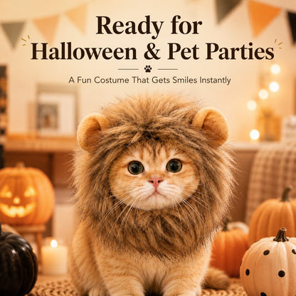 Paws in Awe Soft Lion Mane Pet Headpiece for Cats & Small Dogs - Easy Open-Face Costume for Halloween Photos, Pet Parties & Outdoor Fun image 3
