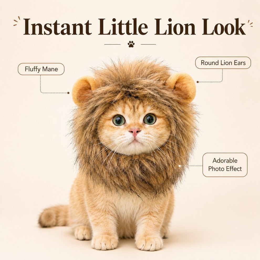 Paws in Awe Soft Lion Mane Pet Headpiece for Cats & Small Dogs - Easy Open-Face Costume for Halloween Photos, Pet Parties & Outdoor Fun image 5