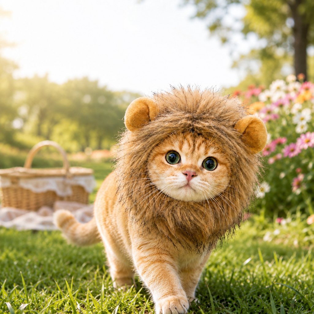 Paws in Awe Soft Lion Mane Pet Headpiece for Cats & Small Dogs - Easy Open-Face Costume for Halloween Photos, Pet Parties & Outdoor Fun image 1