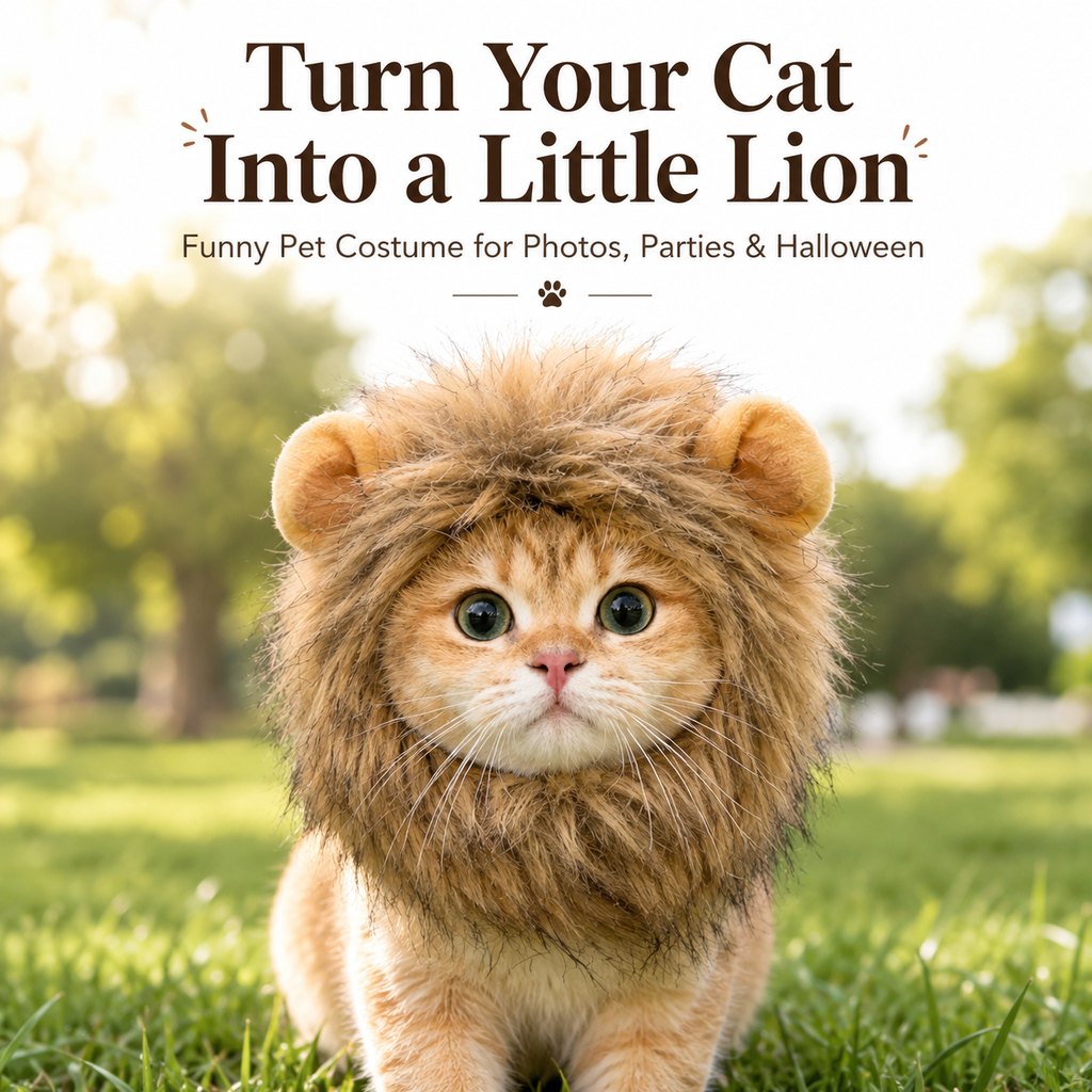 Paws in Awe Soft Lion Mane Pet Headpiece for Cats & Small Dogs - Easy Open-Face Costume for Halloween Photos, Pet Parties & Outdoor Fun image 2